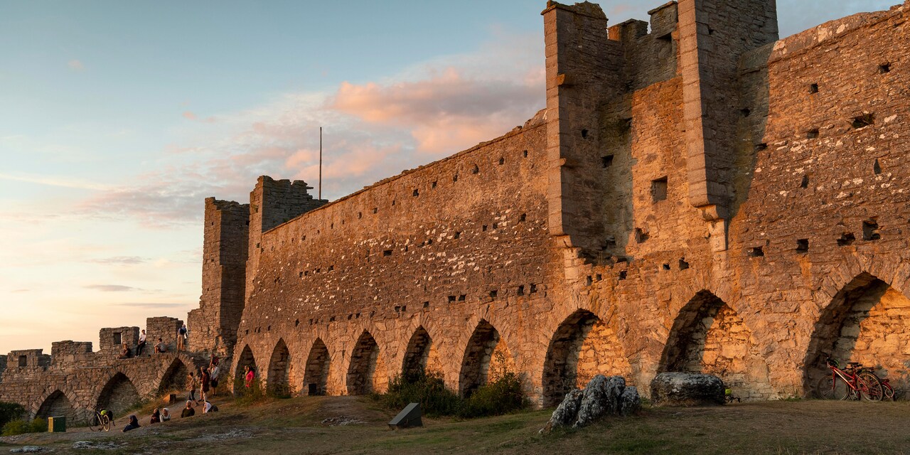 The ruins of a massive, medieval stone wall in Visby, Sweden The ruins of a massive, medieval stone wall in Visby, Sweden