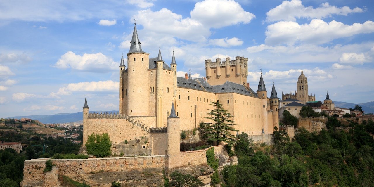 The Alcázar of Segovia – a large castle on a hilltop