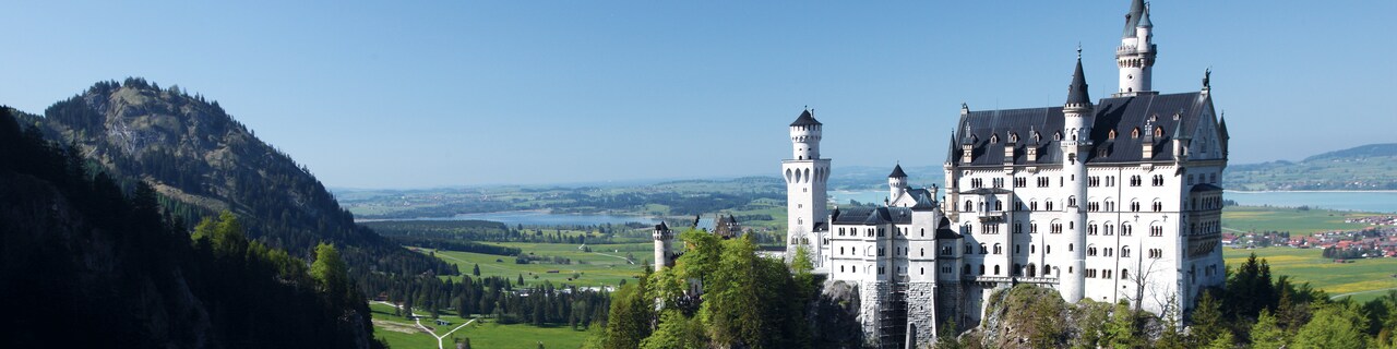 Germany’s Neuschwanstein Castle and the surrounding countryside 
