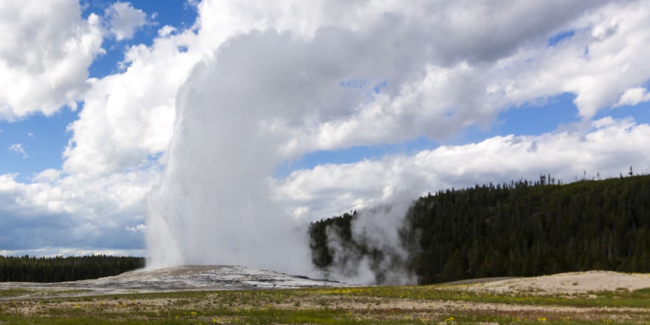 Water spraying from a geyser
