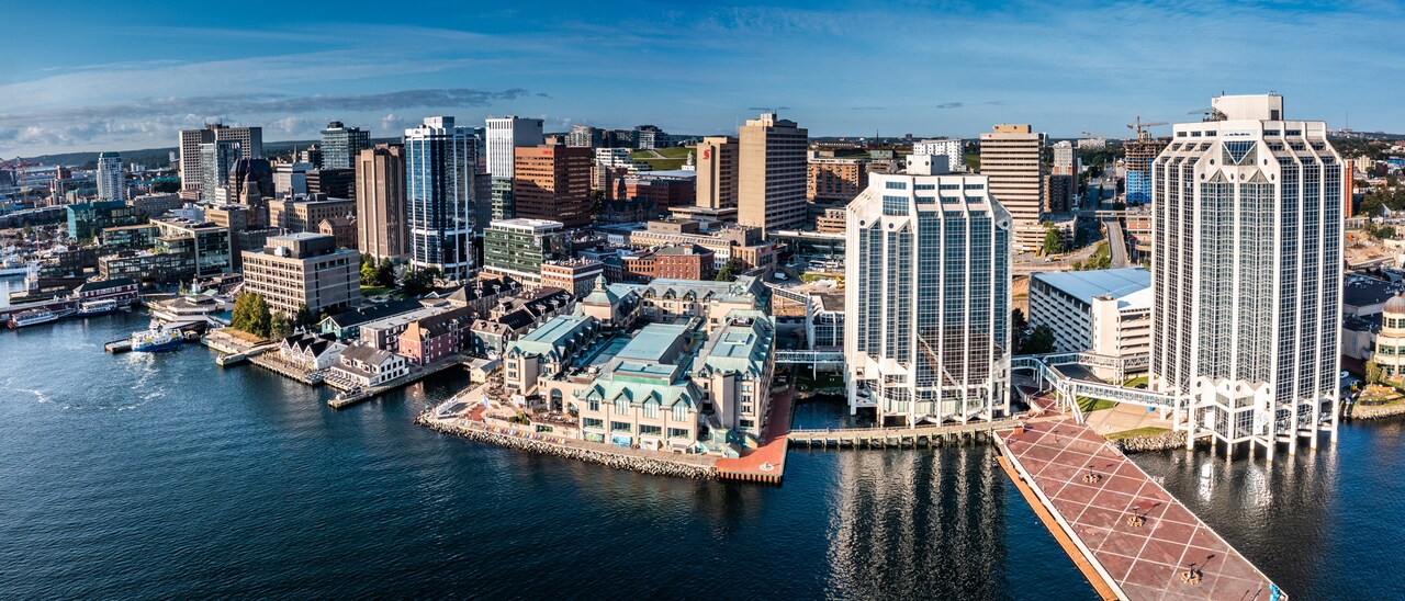 A view of the city of Halifax, Nova Scotia skyline and harbor area
