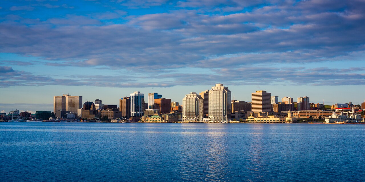 A view of the Halifax, Nova Scotia skyline from across Halifax Harbor