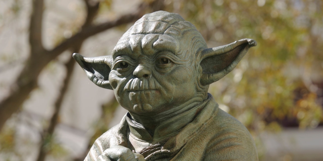 The top of a bronze statue of Yoda from the 'Star Wars' movies The top of a bronze statue of Yoda from the 'Star Wars' movies