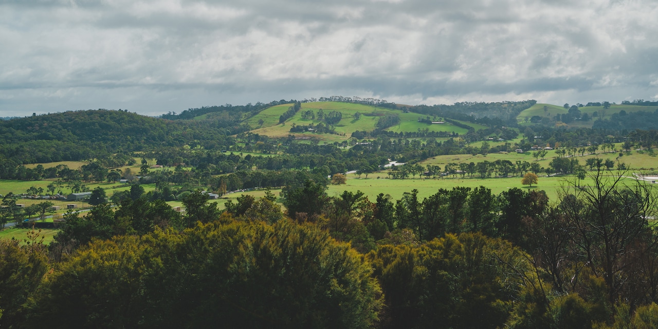 Lush green hills of rural Victoria