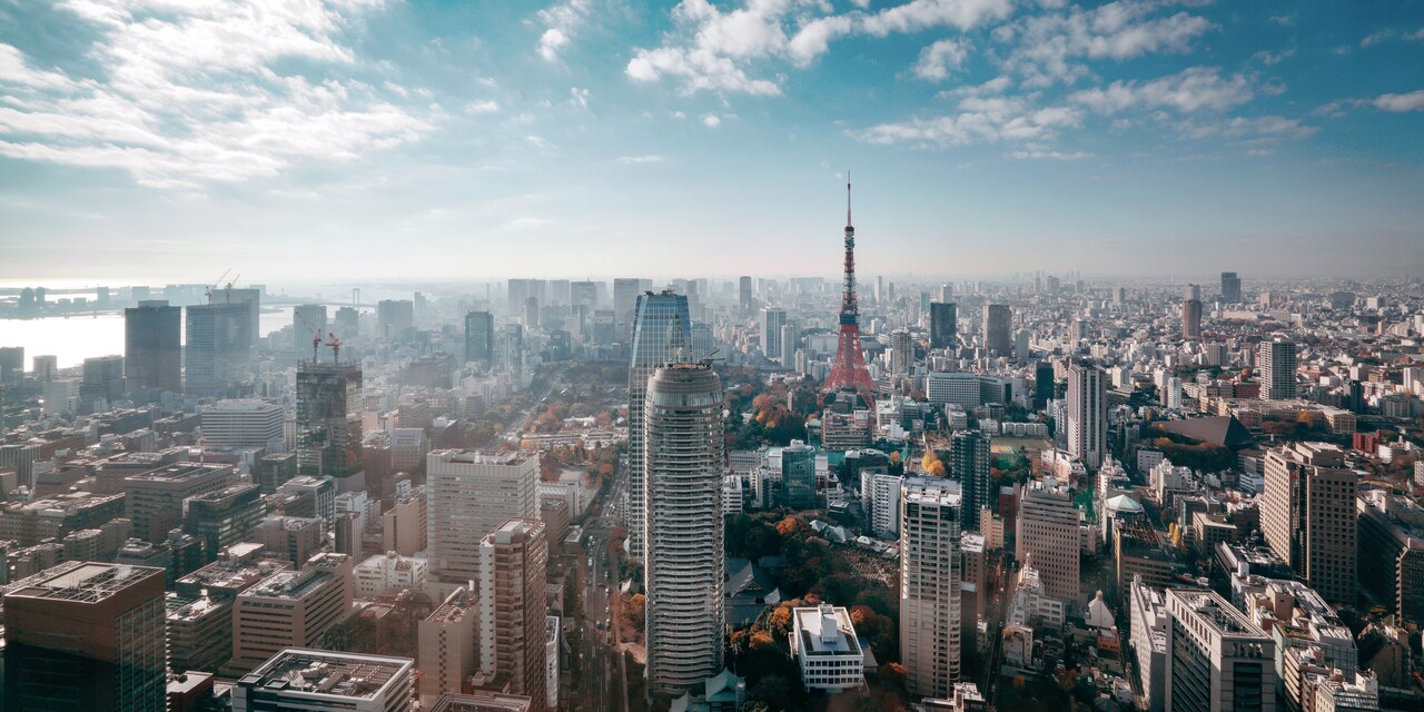 The Tokyo skyline on a cloudy day