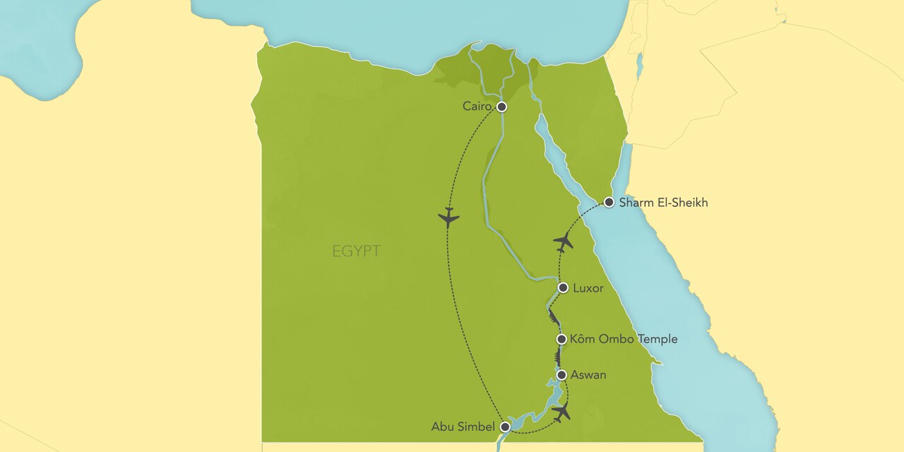 Interactive map of Egypt, showing a summary of each day's activities.
