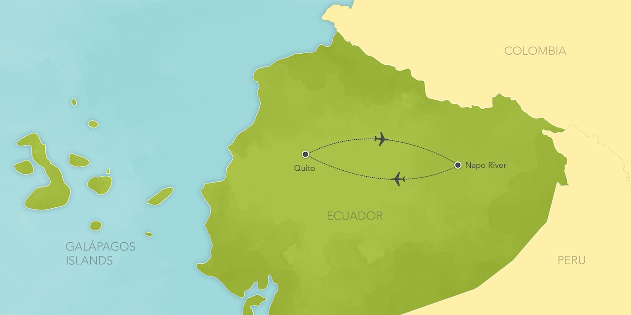 Interactive map of Ecuador, showing a summary of each day's activities.