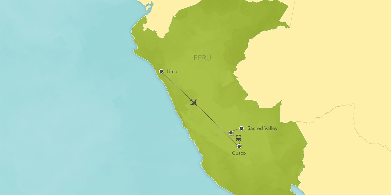Interactive map of Peru, showing a summary of each day's activities.