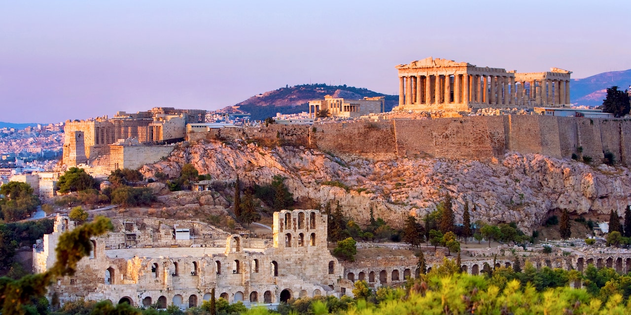 The Acropolis sits atop a rugged hill
