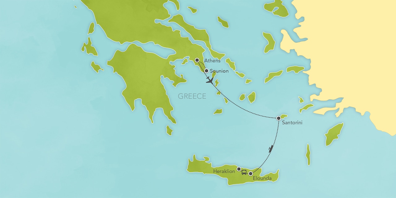 Interactive map of Greece, showing a summary of each day's activities.