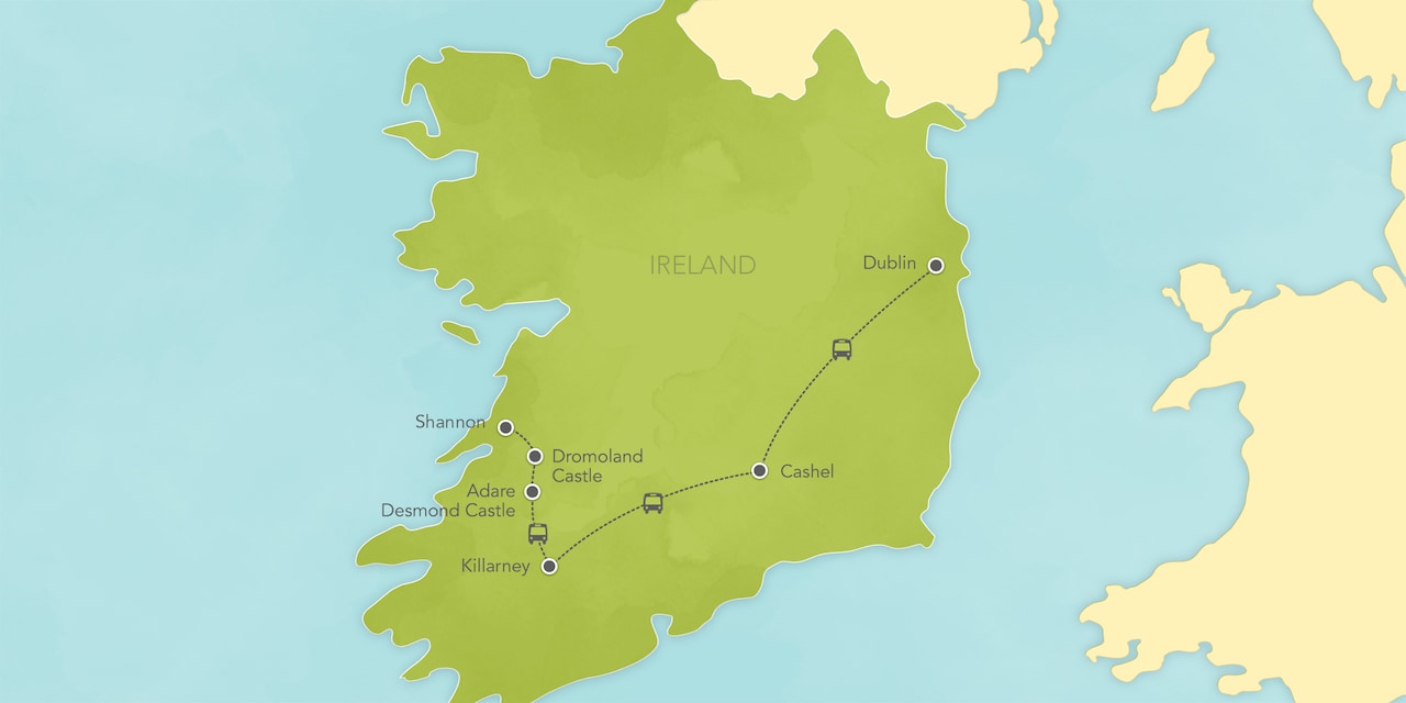 Interactive map of Ireland, showing a summary of each day's activities.