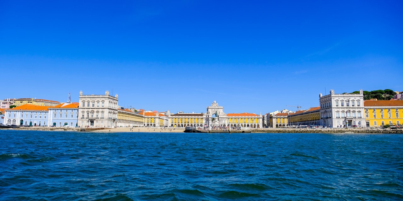 The Lisbon waterfront as seen from the river