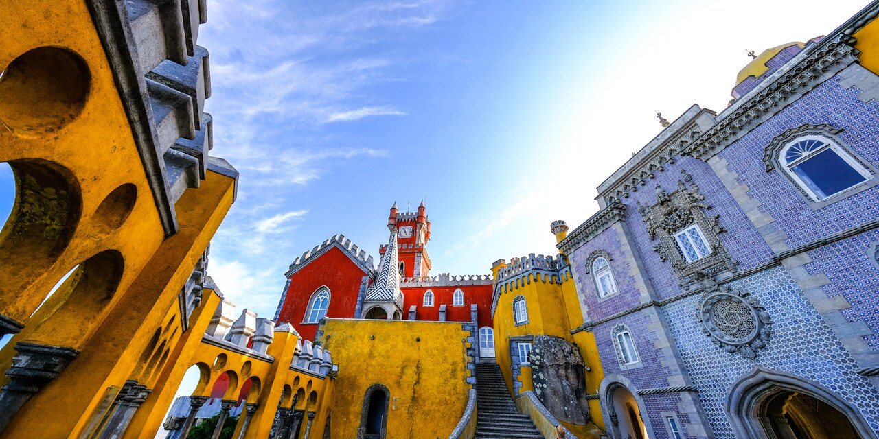 A view of the eclectic styles of Pena Palace in Lisbon, Portugal