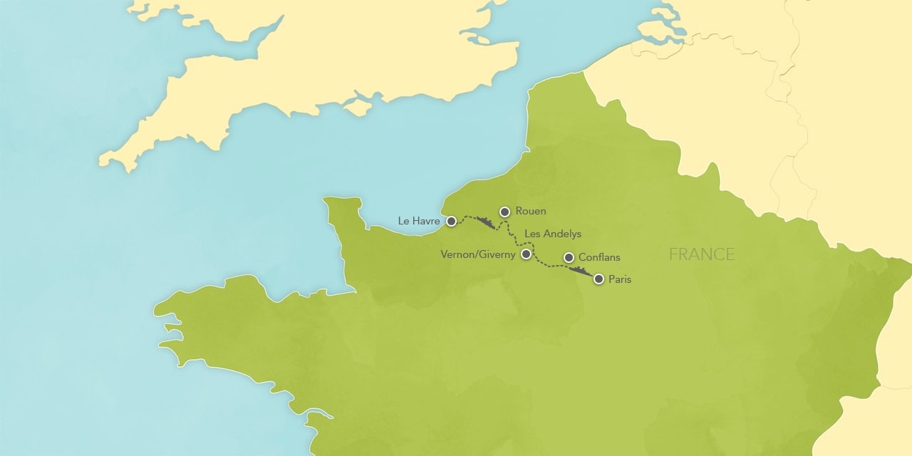 Interactive map of the Seine River in France, showing a summary of each day's activities.