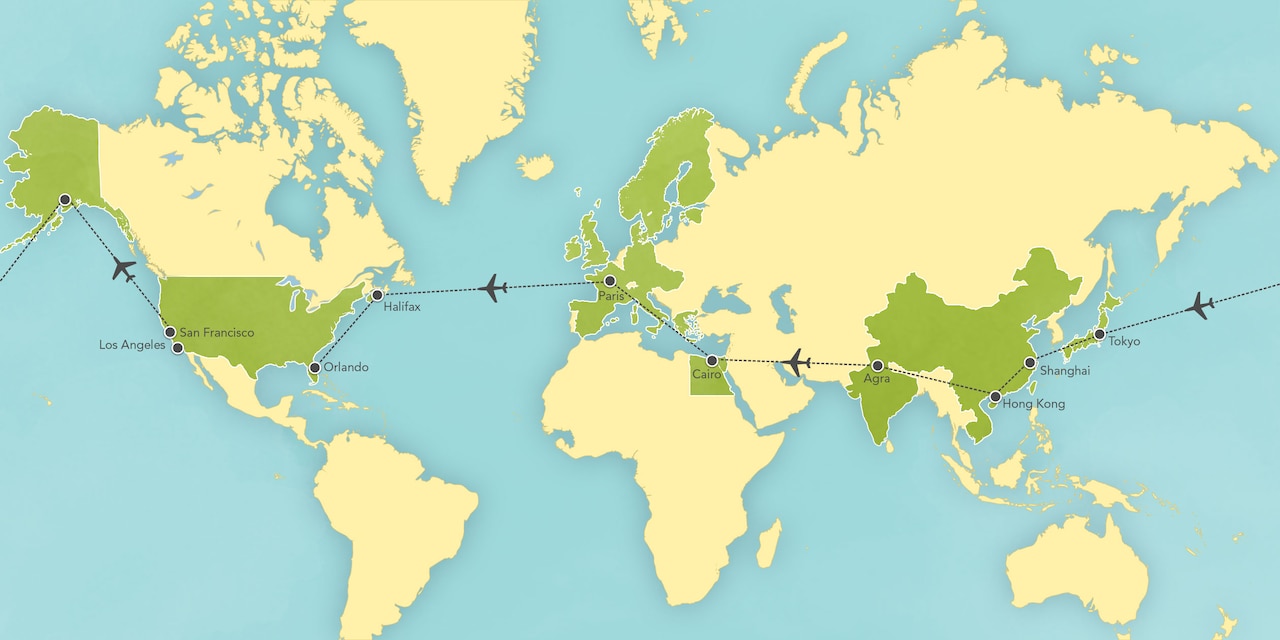Interactive map of the Private Jet Adventure. 