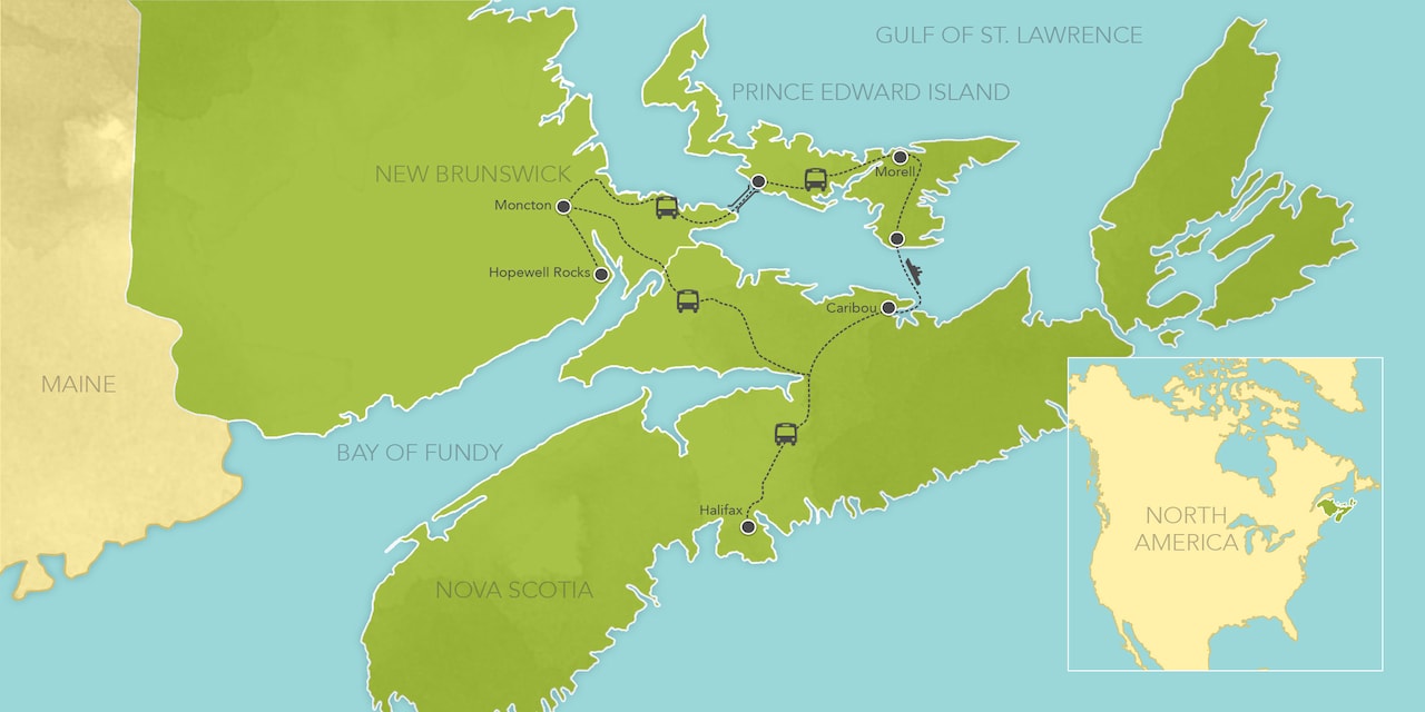 Interactive map of Nova Scotia, showing a summary of each day's activities.