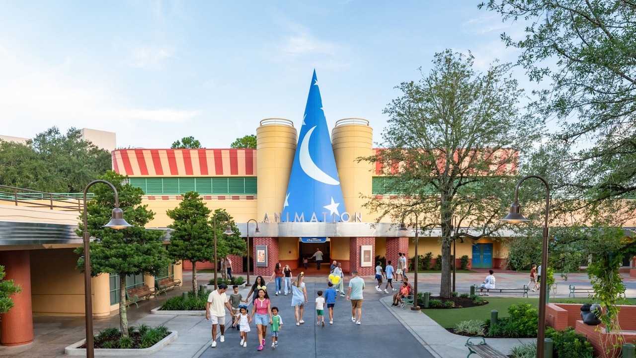 Guests walking in front of The Magic of Disney Animation at Disney’s Hollywood Studios