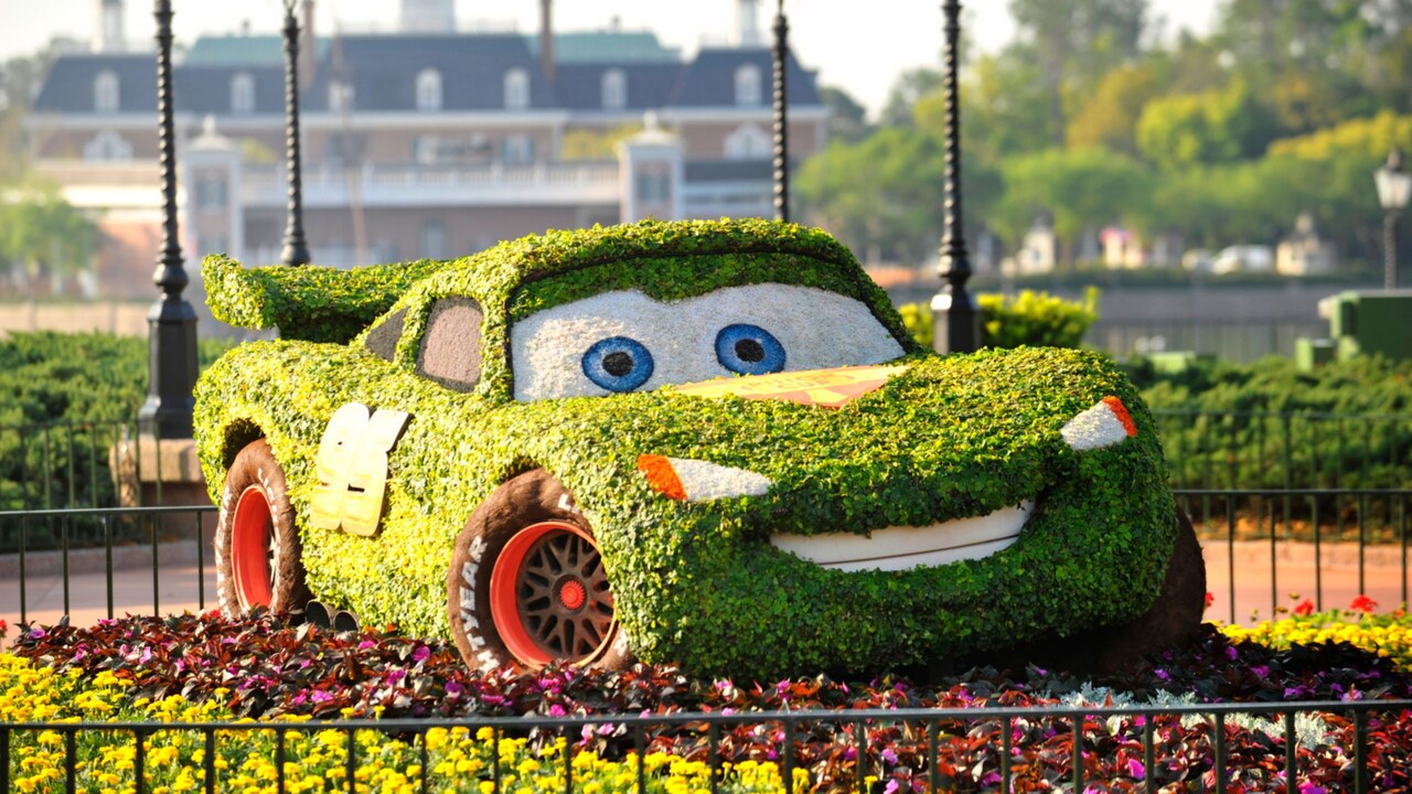 A Lightning McQueen topiary at the Epcot International Flower and Garden Festival