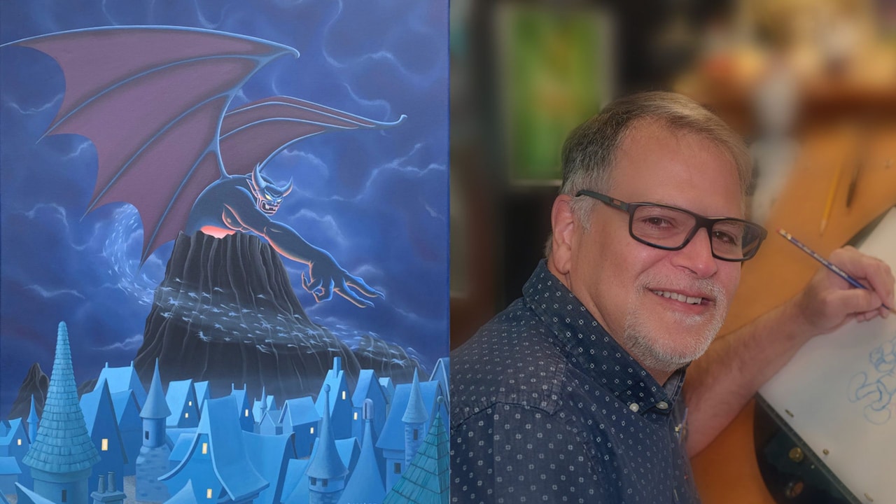 Artist Alex Mahr and his artwork featuring Chernabog from Fantasia