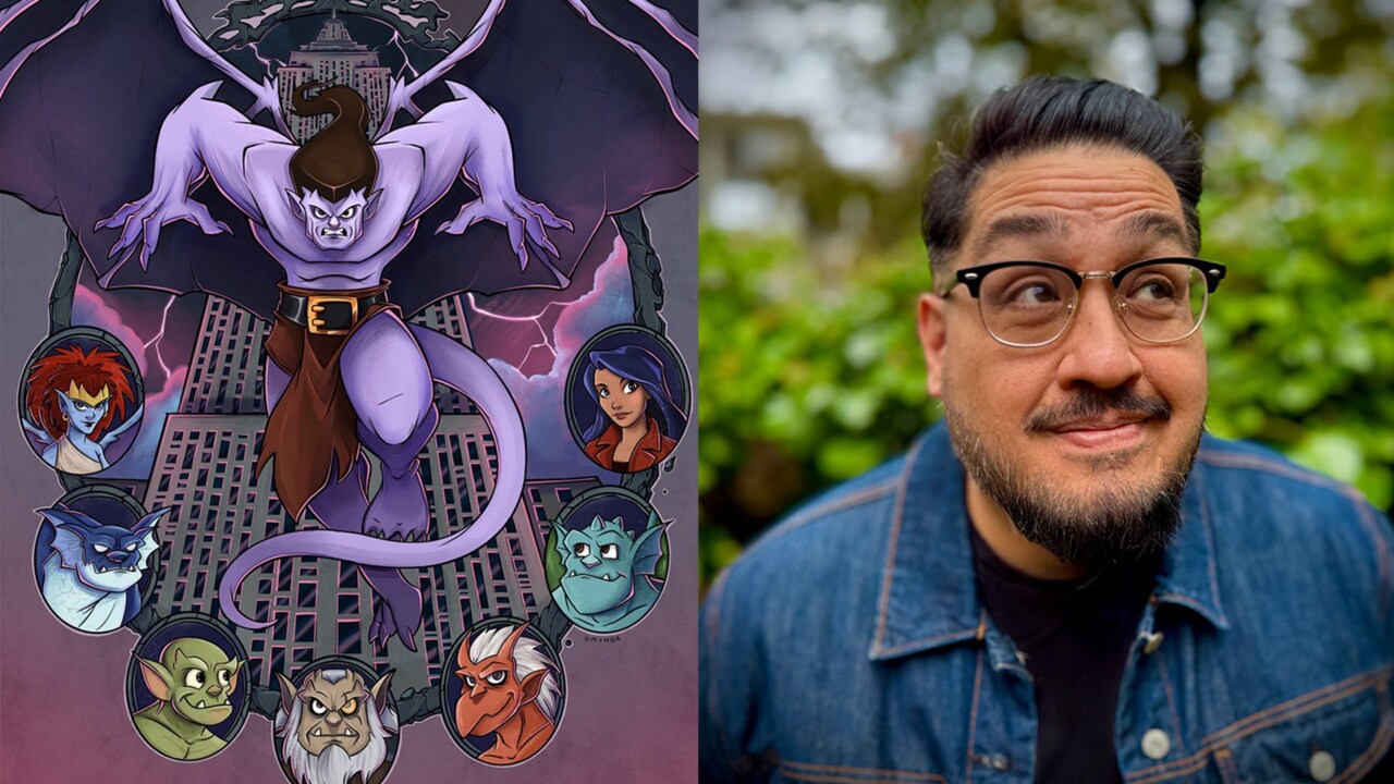 Artist Chris Uminga and his artwork featuring characters from the TV show Gargoyles