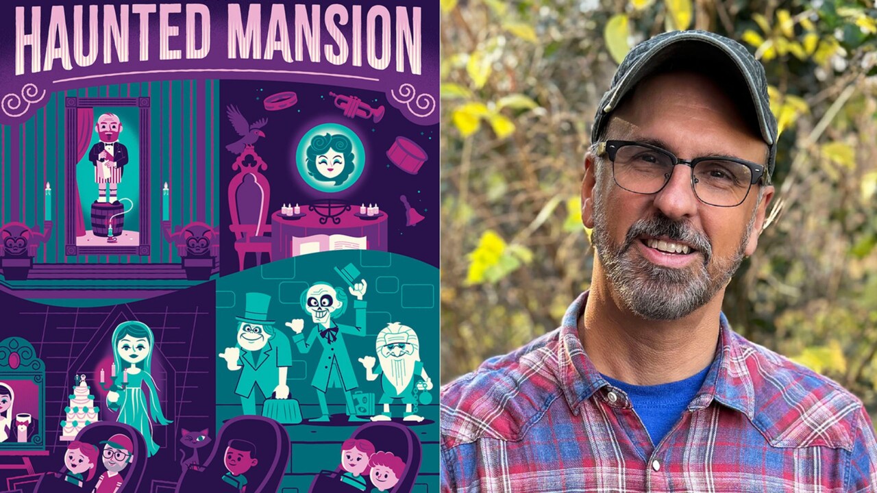 Artist Dave Perillo and his artwork featuring the Haunted Mansion