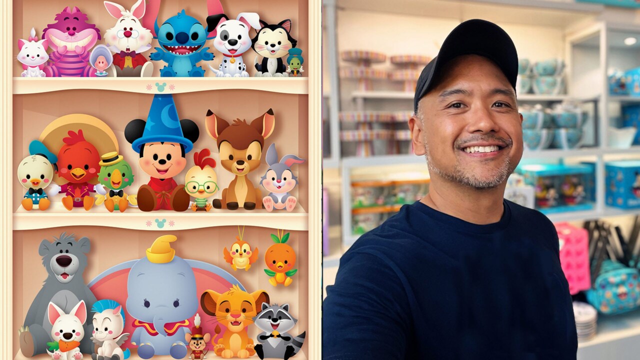 Artist Jarrod Maruyama and his artwork of various Disney Characters