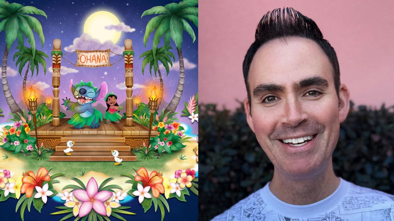 Artist Jason Ratner and his artwork of Lilo and Stitch