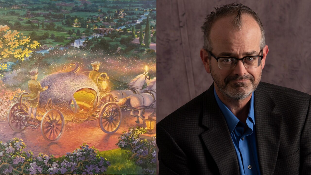 Artist John Nadeau and his artwork of Cinderella’s carriage