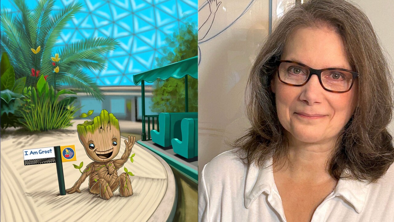 Artist Kristin Tercek and her artwork of Groot at Living with the Land