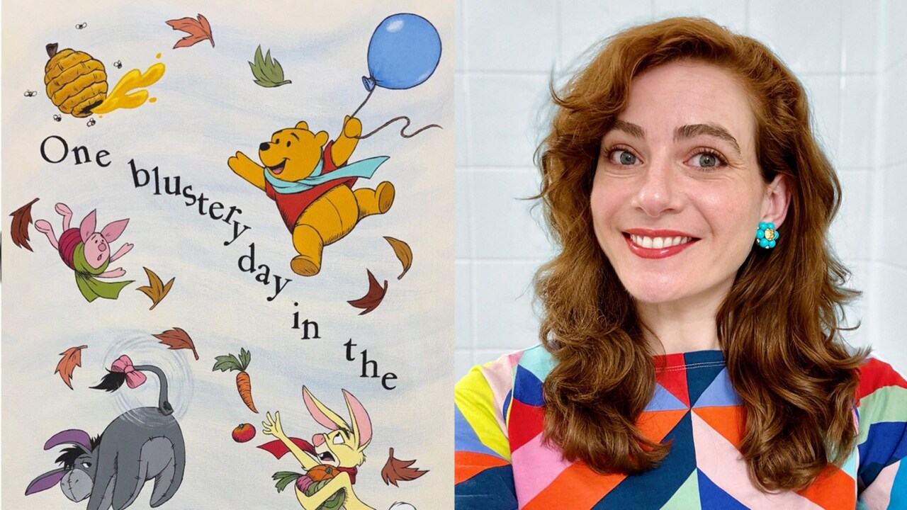 Artist Morgan Ditta and her artwork featuring characters from Winnie the Pooh