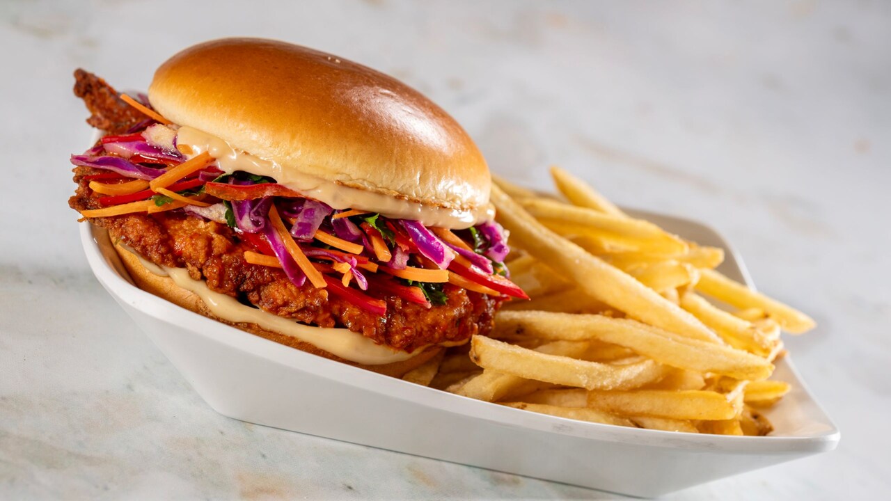 A Nashville Hot Chicken Sandwich from Connections Eatery at the Epcot International Festival of the Arts