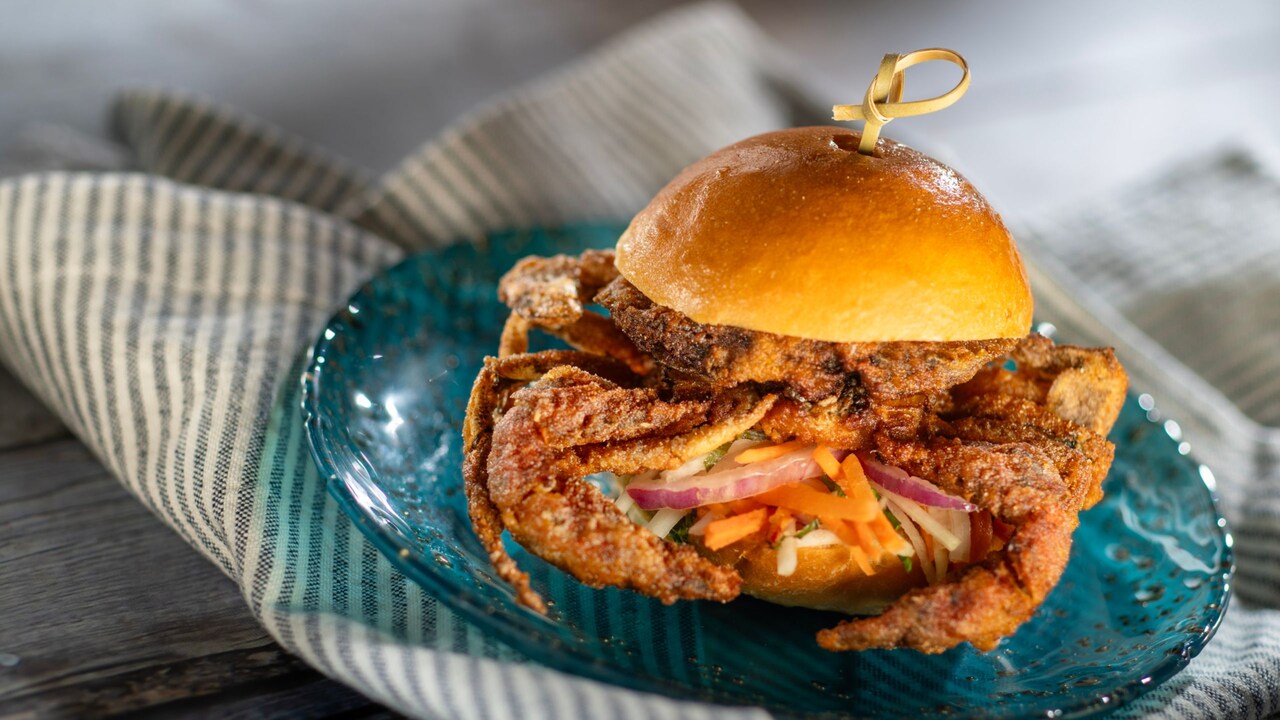 A Soft Shell Crab Slider from Opening Bites at the Epcot International Festival of the Arts