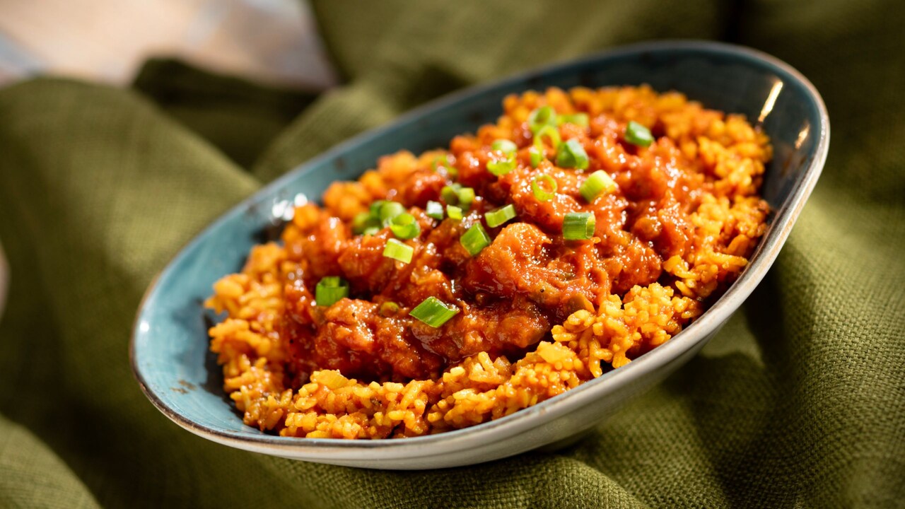 Spiced Shrimp Stew with Jollof Rice from Refreshment Outpost Hosted by Coca-Cola