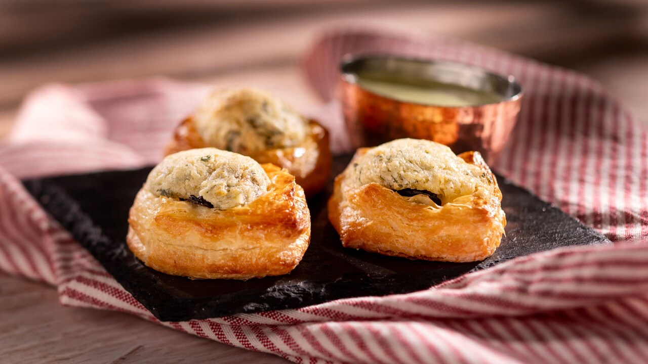 Trio of Escargot Bites in croissant dough and a garlic parsley dip