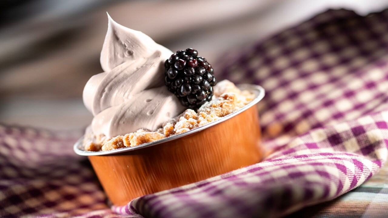 Blackberry Buckle, with blackberry gelato and streusel