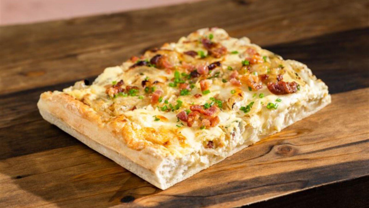 Zwiebelkuchen, with caramelized onions, bacon, herbs and savory custard