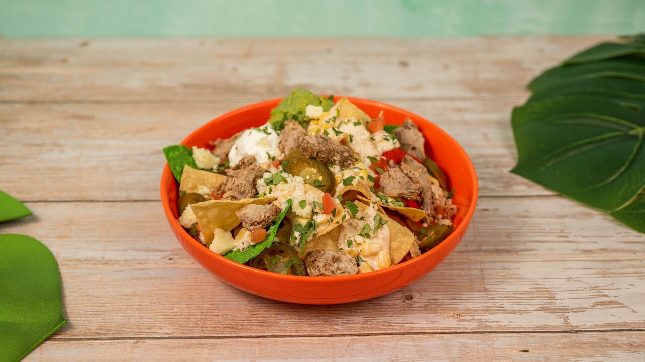 Pork Elote Nachos from Leaning Palms at Disney’s Typhoon Lagoon water park