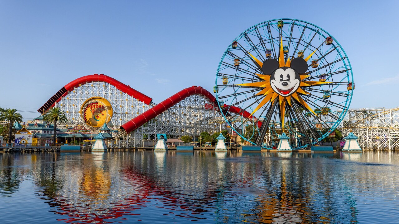 Paradise Bay with Pixar Pier in the background at Disney California Adventure Park