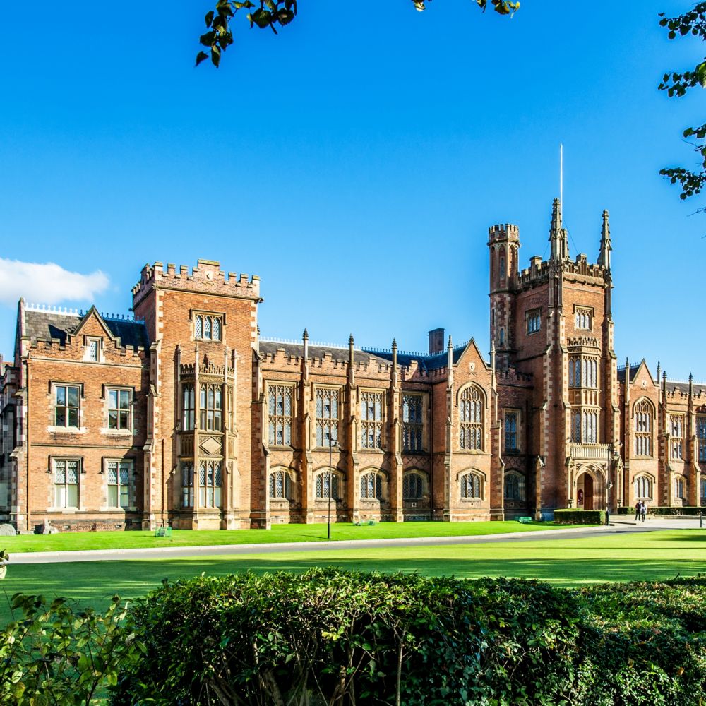 The exterior of the main building at Queen’s University in Belfast