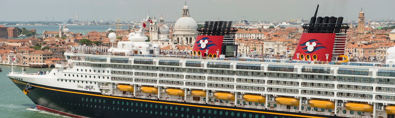 The Disney Magic cruise ship sails to port in Rome, Italy The Disney Magic cruise ship sails to port in Rome, Italy