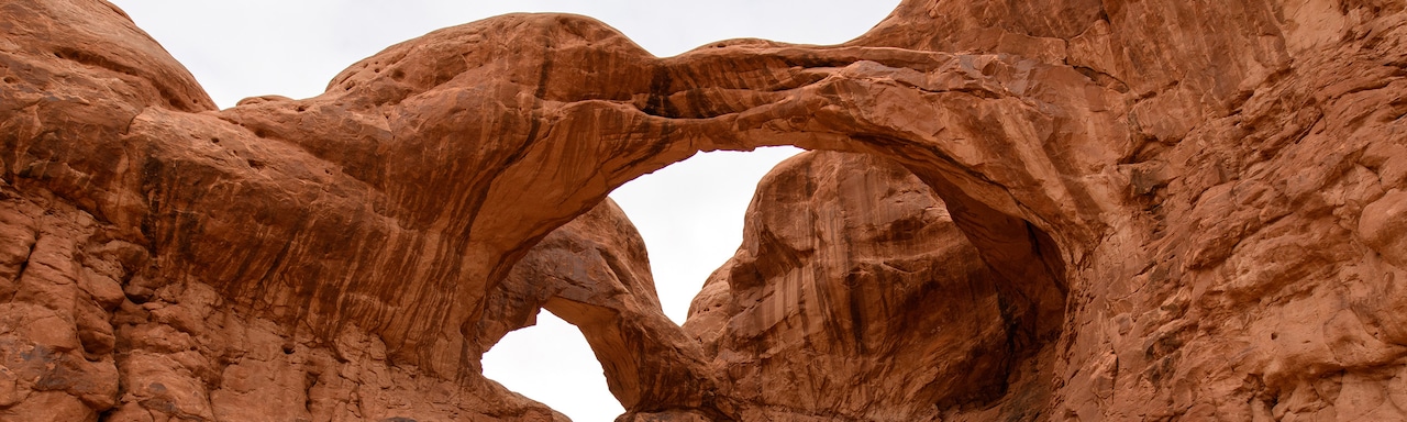 Two arch rock formations in Moab, Utah