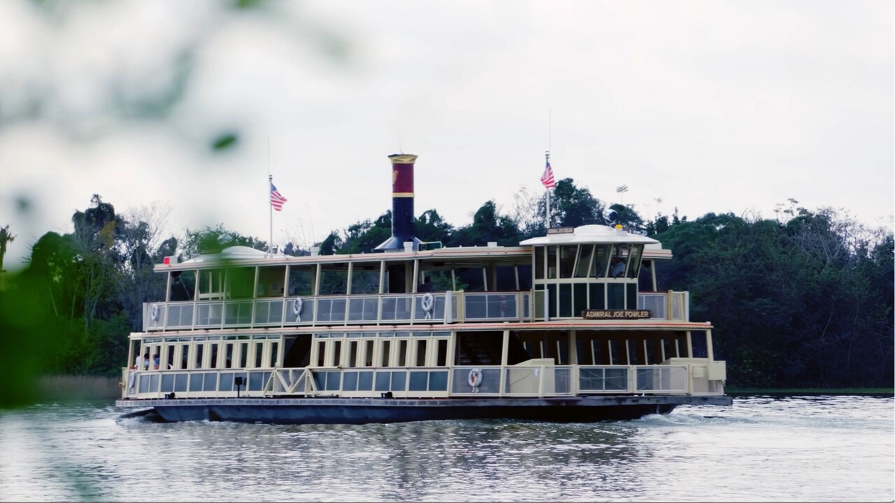 The Admiral Joe Fowler Ferryboat glides across a body of water
