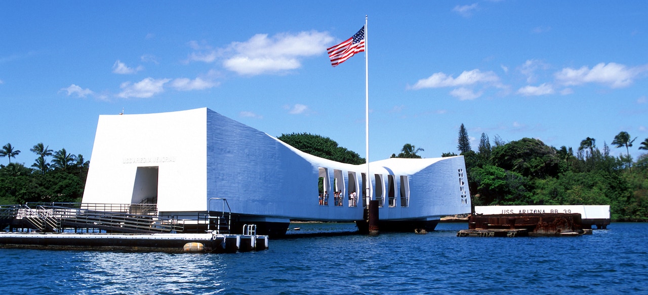 The USS Arizona Memorial at Pearl Harbor