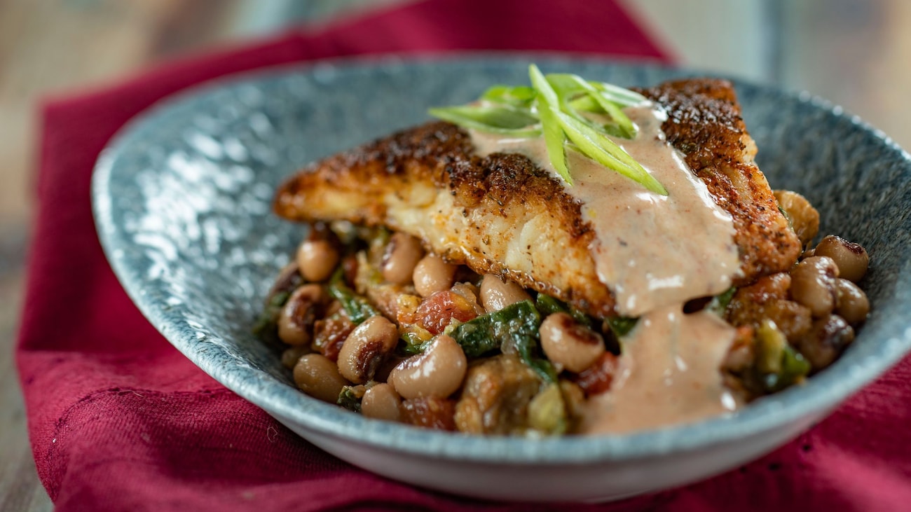 Blackened Catfish with Hoppin’ John and Comeback Sauce from American Holiday Table