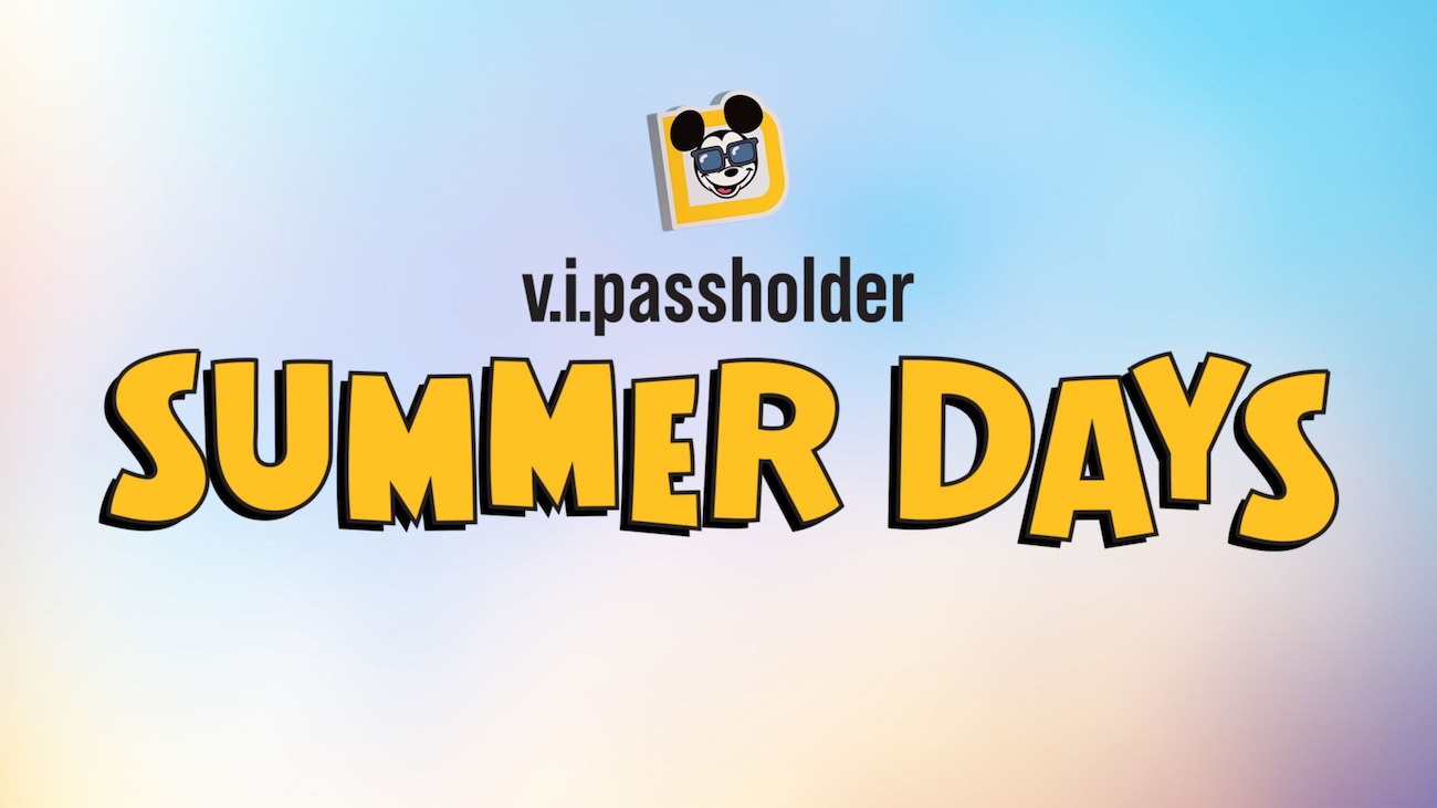 The V I Passholder Summer Days logo featuring Mickey Mouse wearing sunglasses