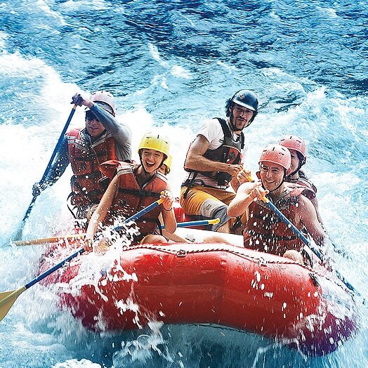 Adventurers rafting on the Tenorio River