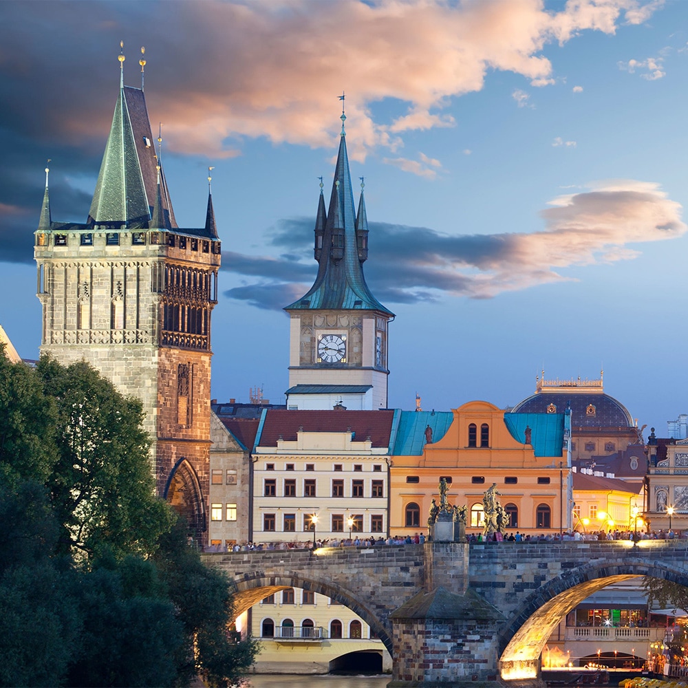 The Charles Bridge in the picturesque city of Prague