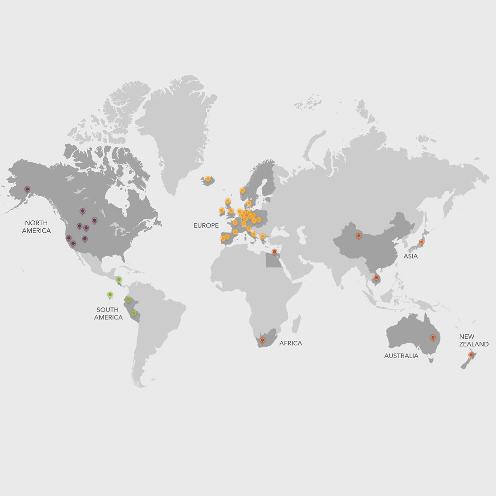 image of world map with points representing where there are Adventures by Disney vacations