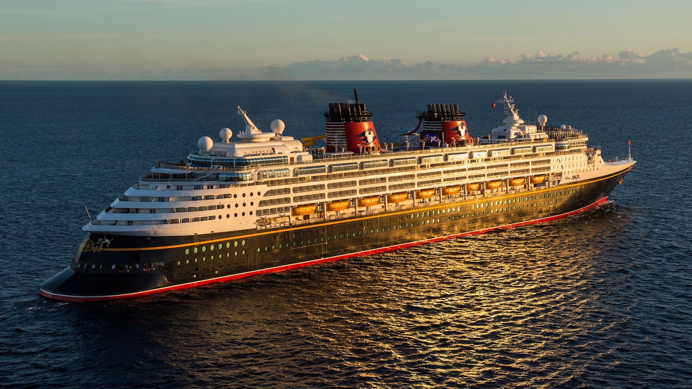 The Disney Magic cruise ship sailing on the ocean