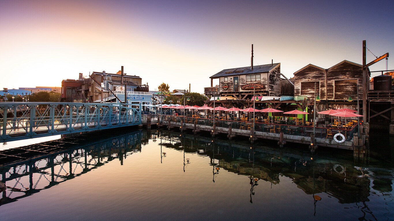 Pixar Pier at sundown